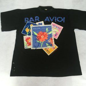 #71 Vtg Palau island Mens par avioi 90s hawaii airmail par avion black XL